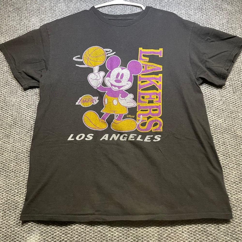 Disney x Junk Food Mens Los Angeles Lakers Mickey Mouse Graphic T-Shirt Black M